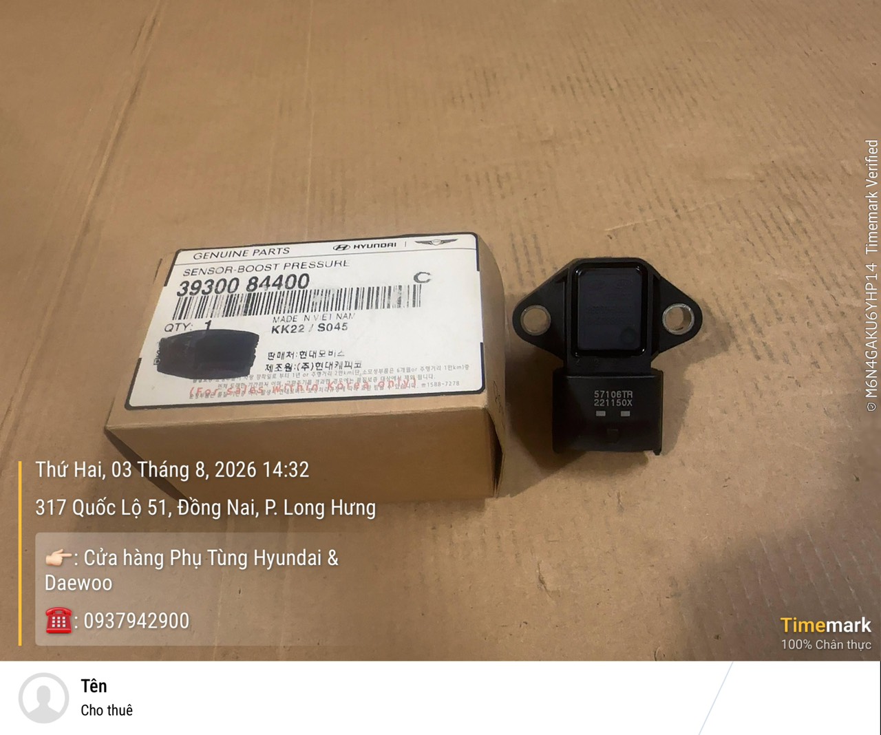 3930084400 Cảm Biến Gió Hyundai D6CA/D6CB
