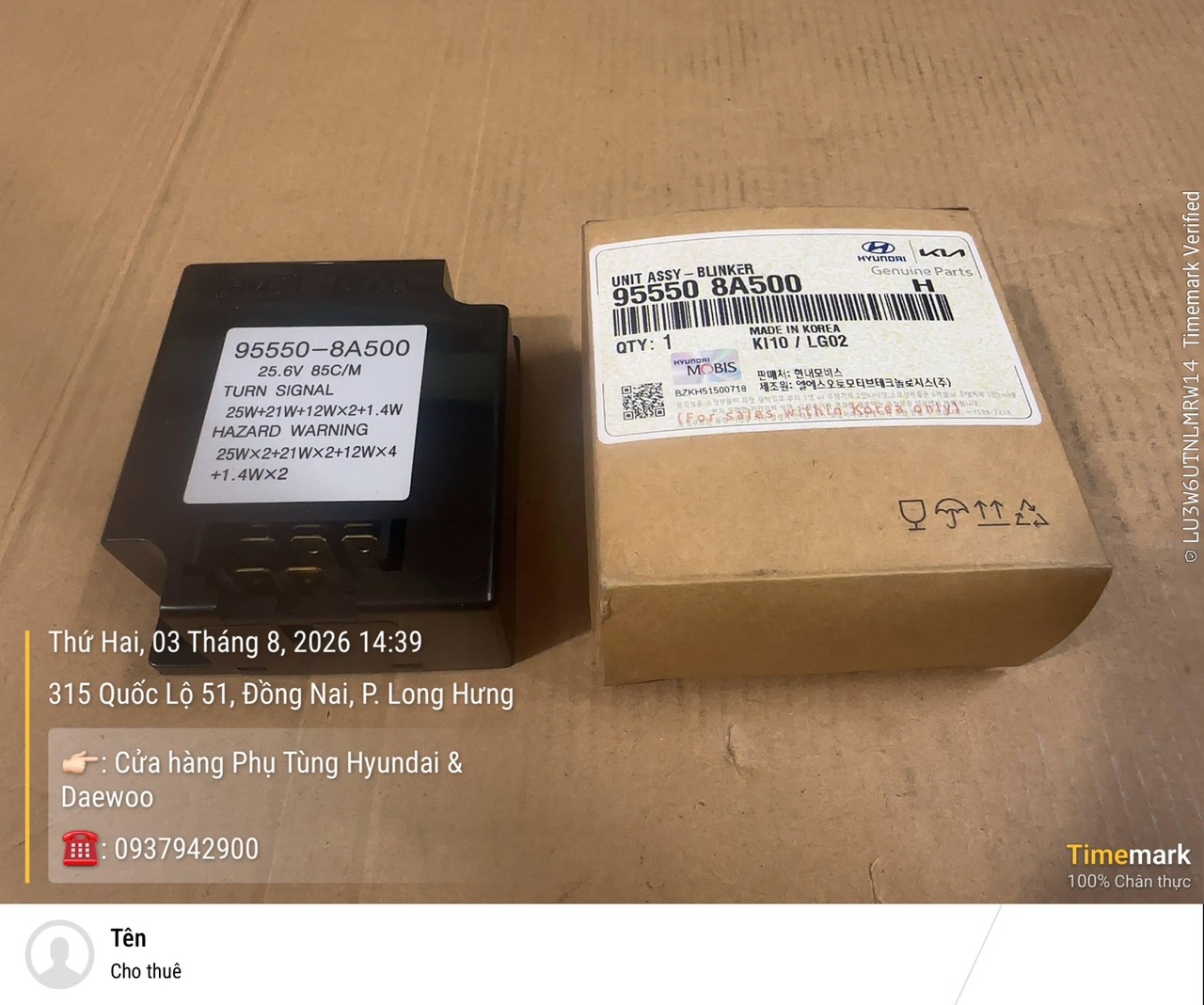 955508A500 Rờ le xi nhan Hyundai