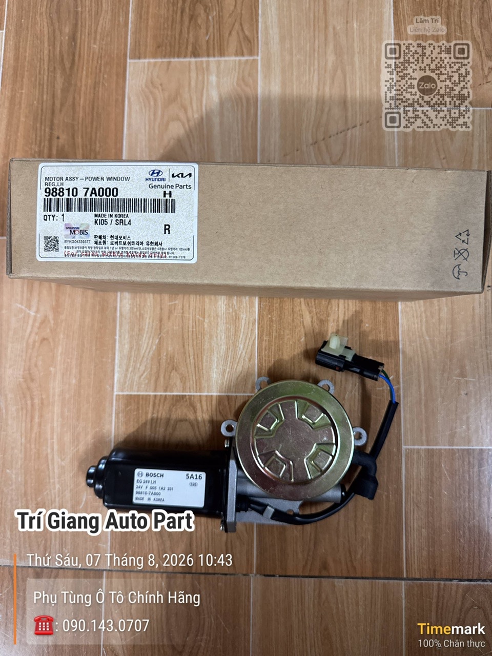 988107A000-988207A000 Mô Tơ Nâng Hạ Kính Hyundai 15 tấn